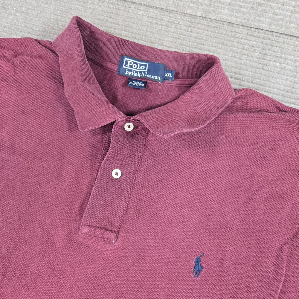 Polo Ralph Lauren Mens XXL Burgundy Short Sleeve Pique Cotton Polo Shirt